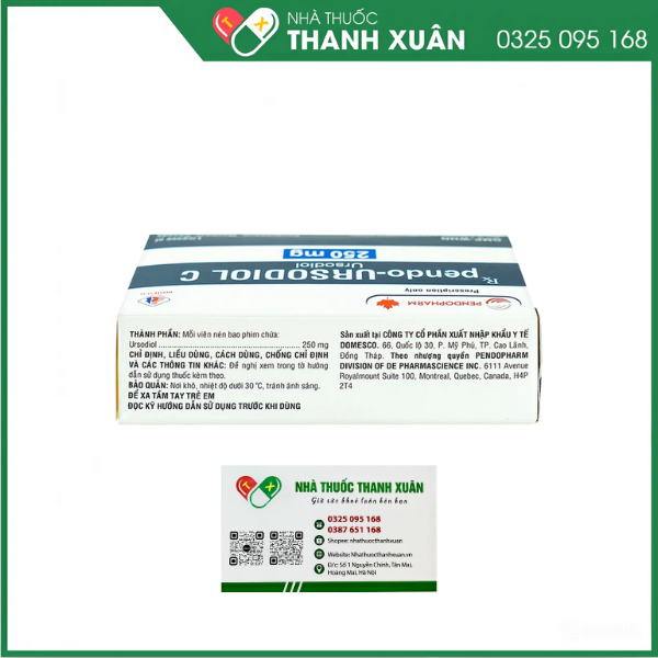 Pendo-Ursodiol C 250mg điều trị xơ gan mật nguyên phát (3 vỉ x 10 viên)